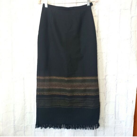 VINTAGE TAILOR BY BARBARA MOSS Wool-Blend Blanket Skirt 6 - Picture 1 of 8